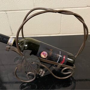 Vintage Metal Bottle Holder with Grape Detail